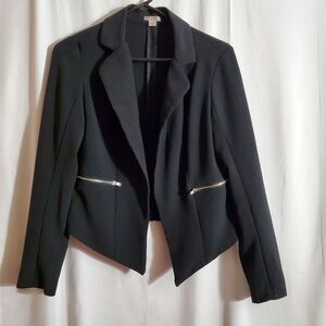 Xhilaration | Black Cropped Blazer with Silver Zippers | Size S